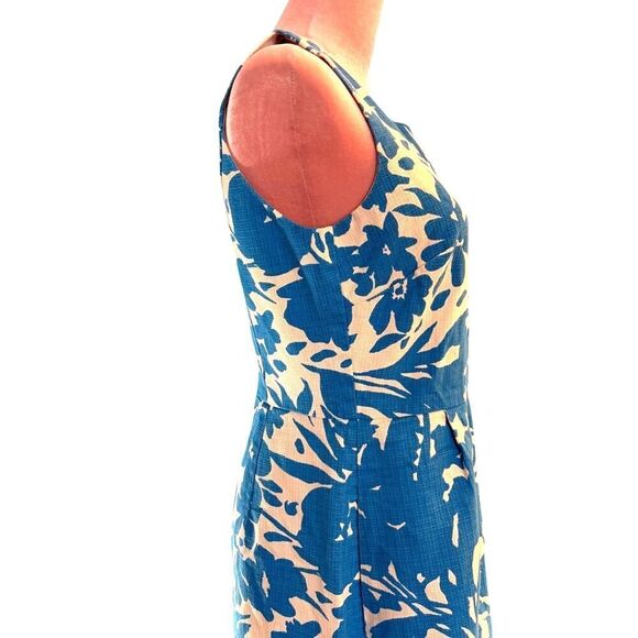 Darling J. Crew Sleeveless Summer Dress Blue Floral Pockets Zip Close Lined 4 - Picture 4 of 10